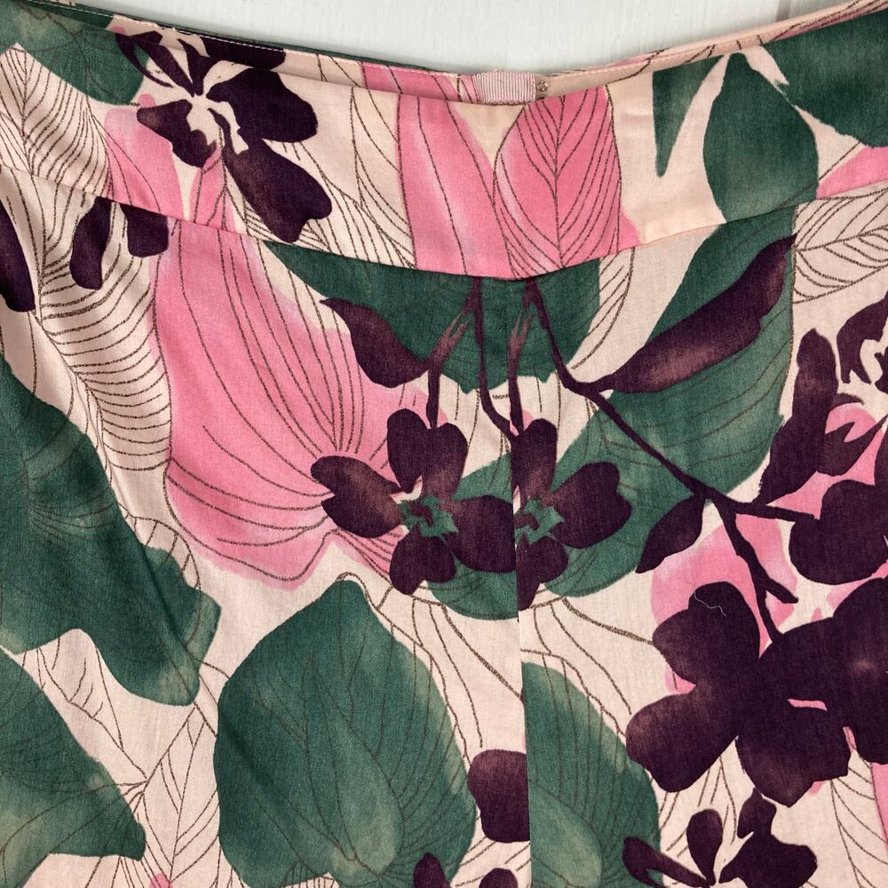 NWT New ALEXIS Pants M Floral Pink Green Super-Wide-Flare Cuffed Palazzo”Dasha” - Picture 6 of 15